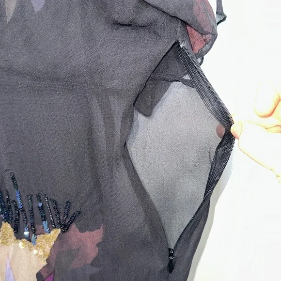 All Saints spitalfields sequin 100% silk sheer mini dress size 14 - Picture 5 of 11